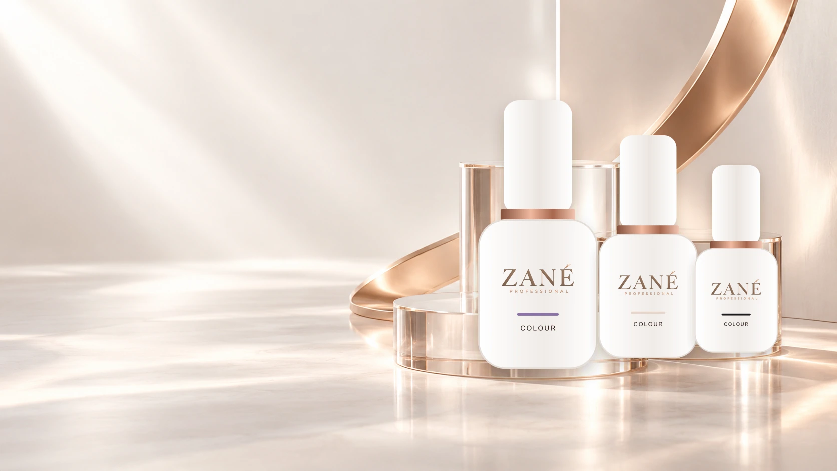 ZANÉ PROFESSIONAL pearl packaging with a sculptural rose-gold ribbon